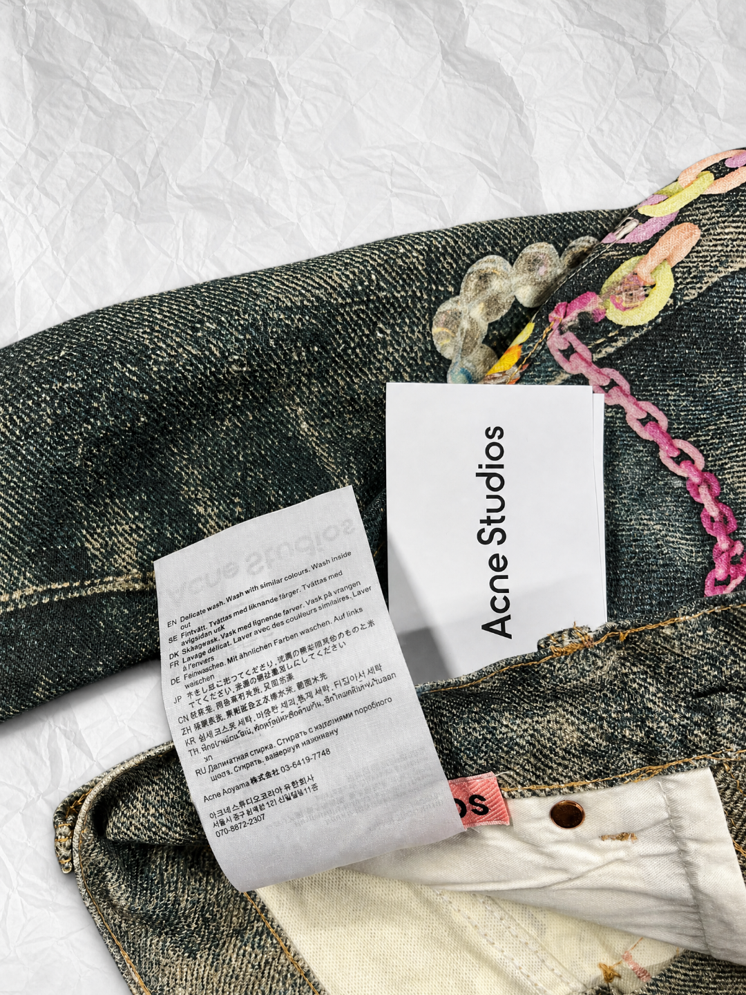 Acne Studios ACNE 3D糖果链条印花弯刀牛仔裤