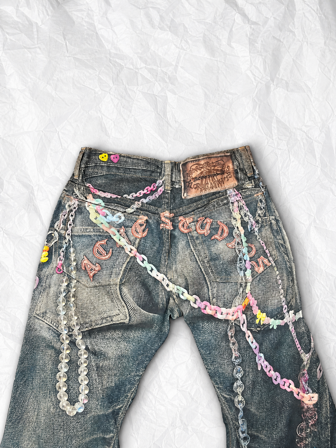 Acne Studios ACNE 3D糖果链条印花弯刀牛仔裤