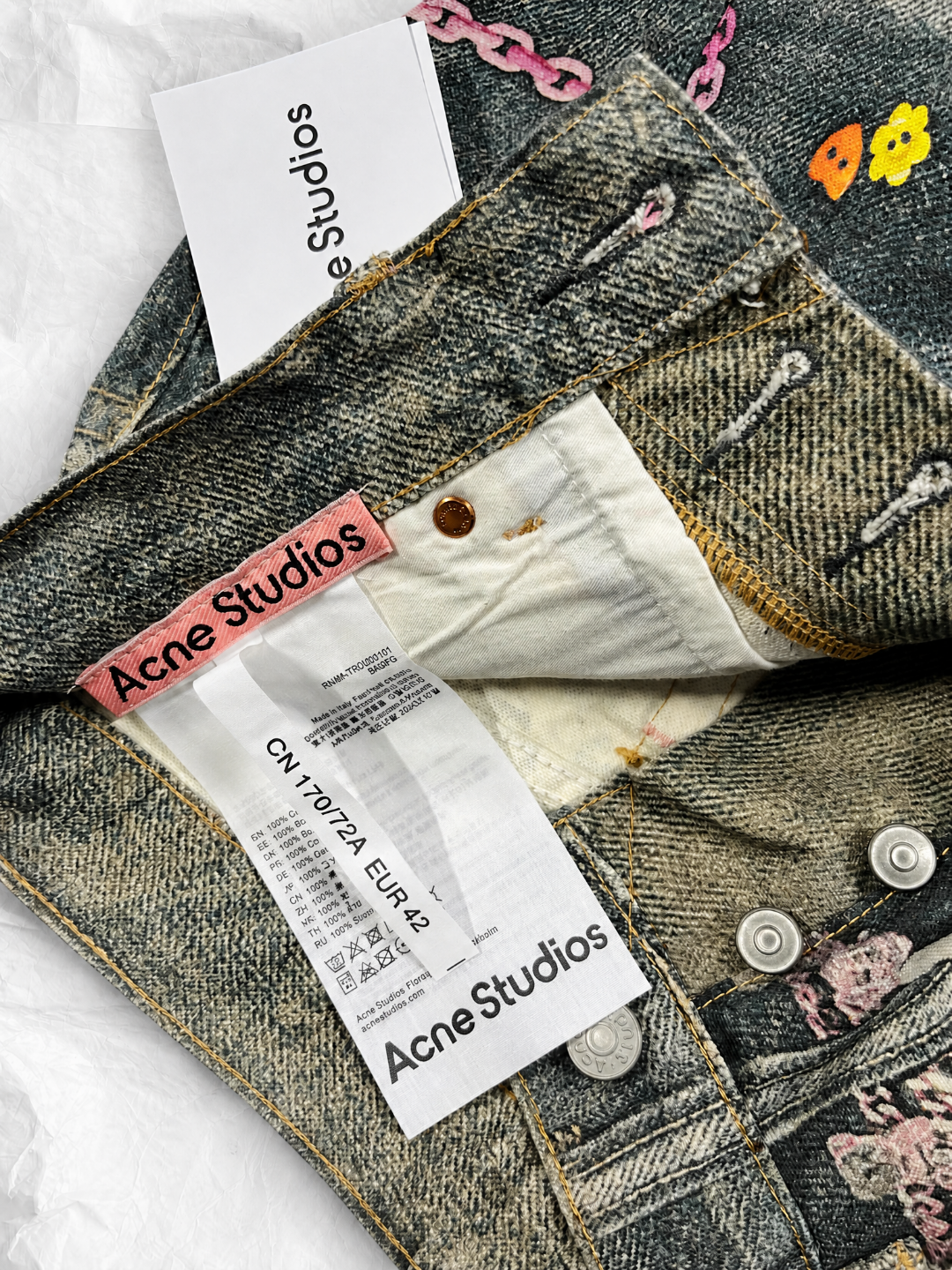Acne Studios ACNE 3D糖果链条印花弯刀牛仔裤