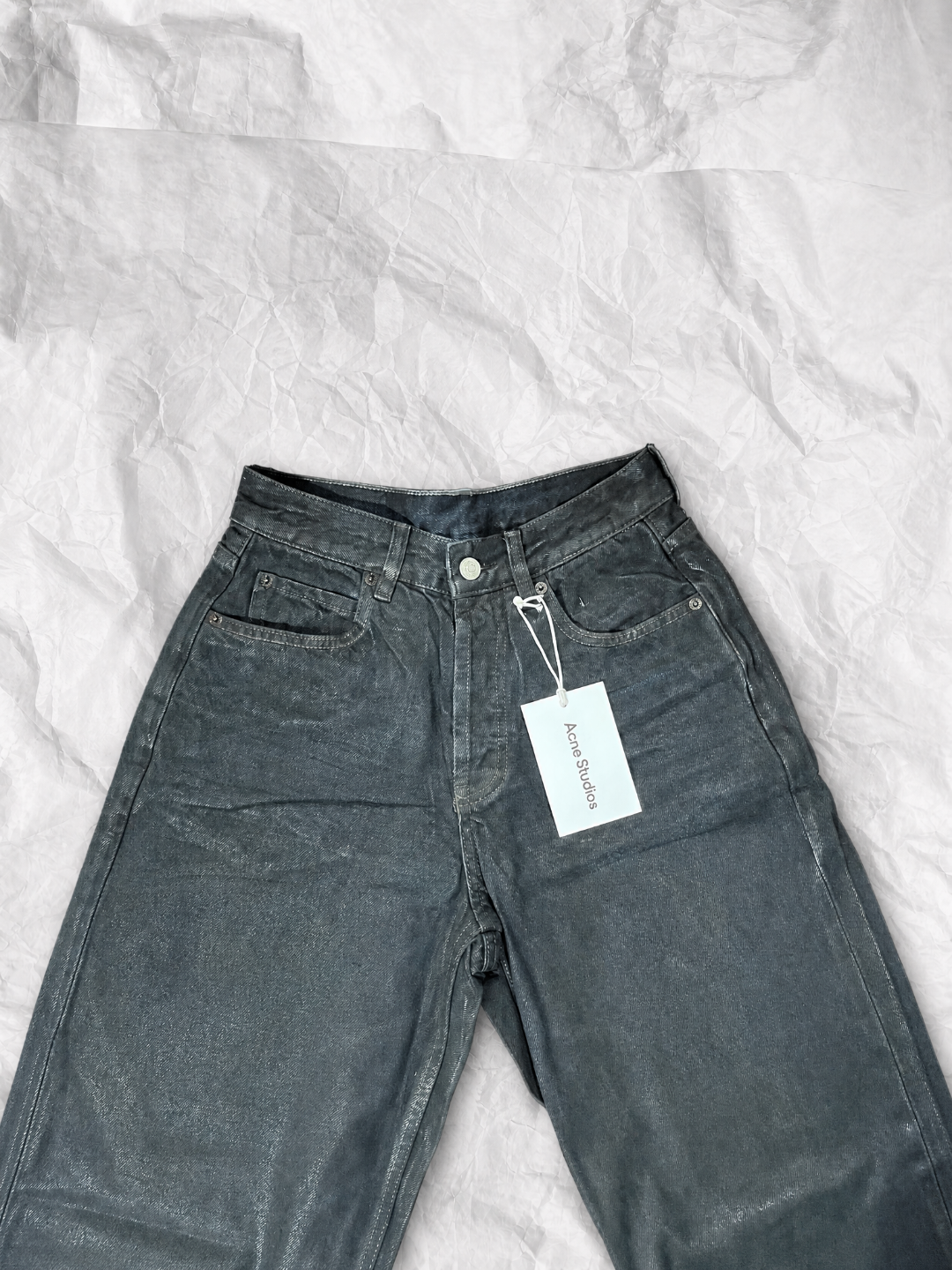 Acne Studios ACNE 黑色蜡面涂层牛仔裤