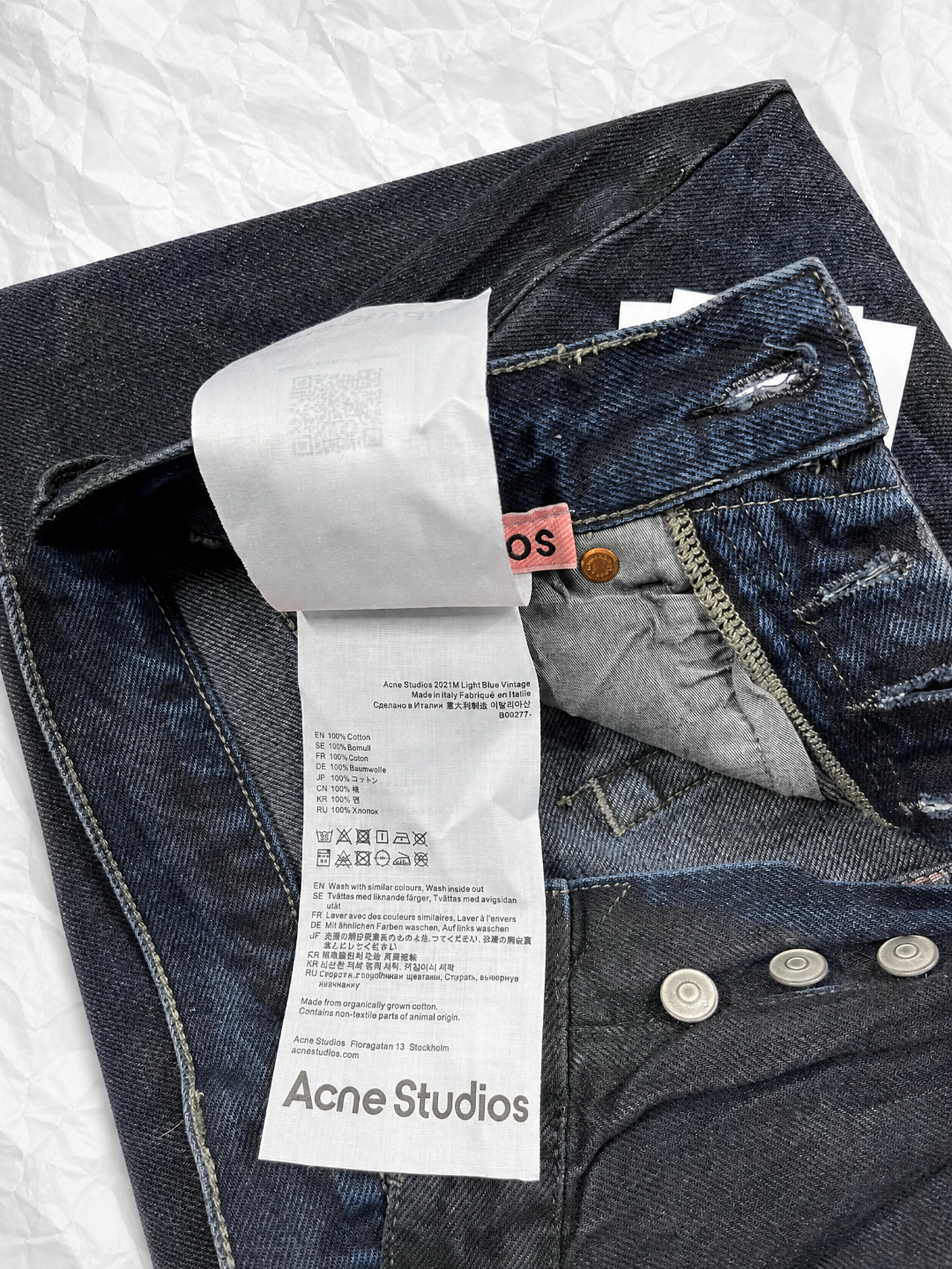 Acne Studios ACNE 黑色蜡面涂层牛仔裤