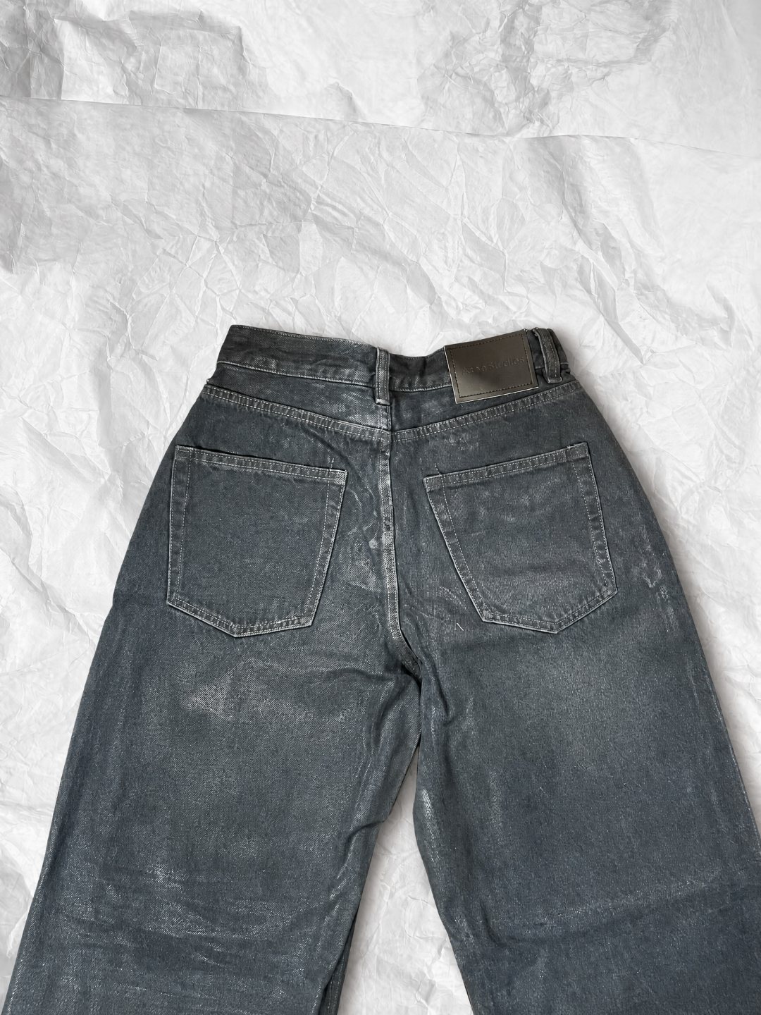 Acne Studios ACNE 黑色蜡面涂层牛仔裤