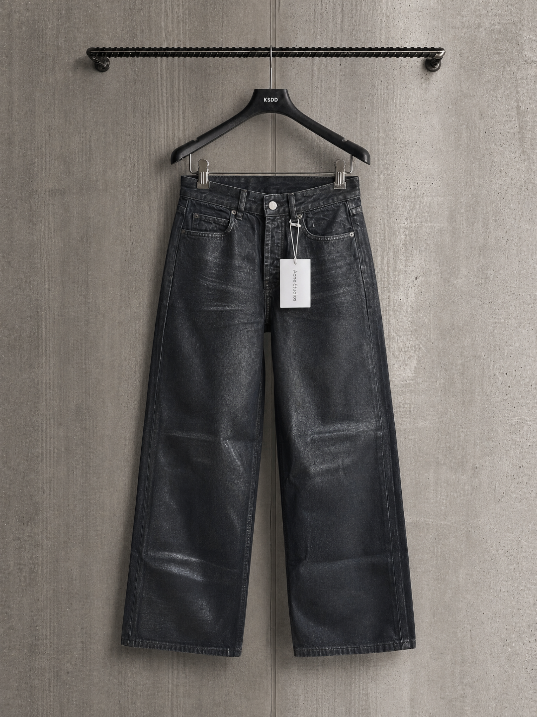 Acne Studios ACNE 黑色蜡面涂层牛仔裤