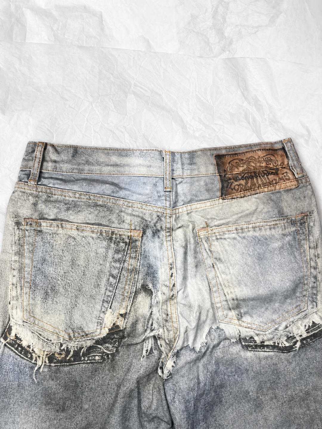 Acne Studios ACNE 破坏立体拼接剪裁灰色牛仔裤