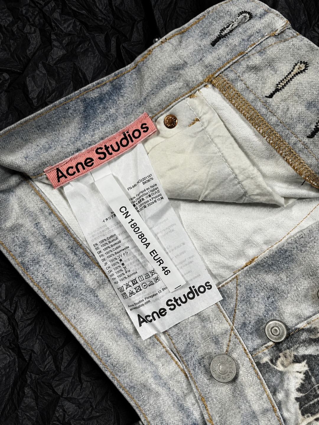 Acne Studios ACNE 破坏立体拼接剪裁灰色牛仔裤