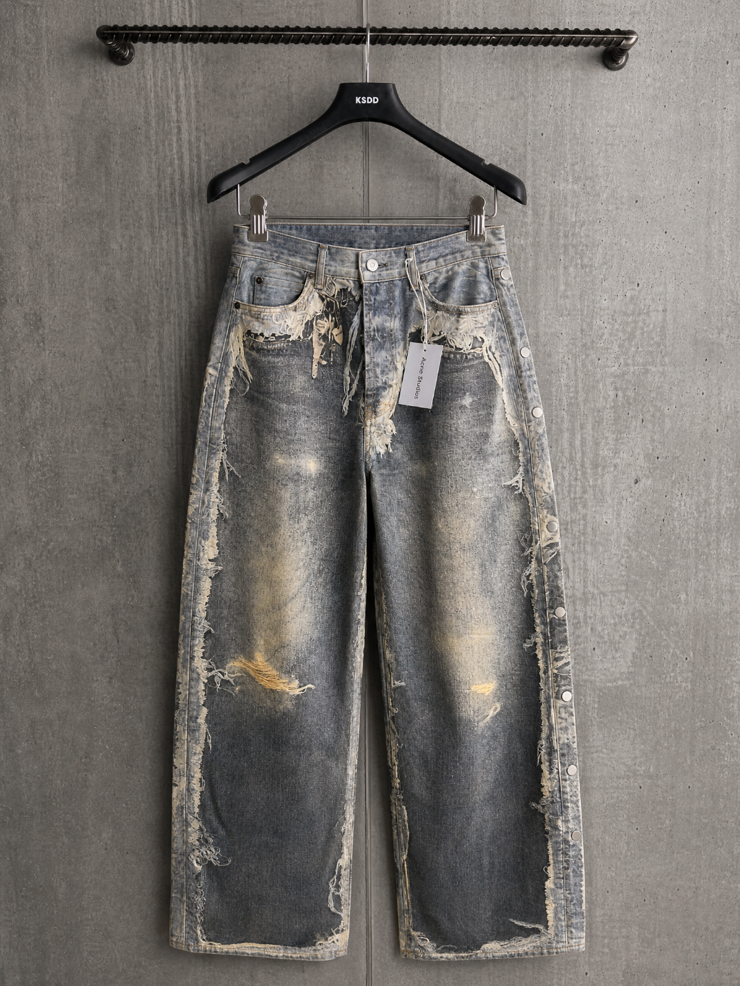 Acne Studios ACNE 破坏立体拼接剪裁灰色牛仔裤