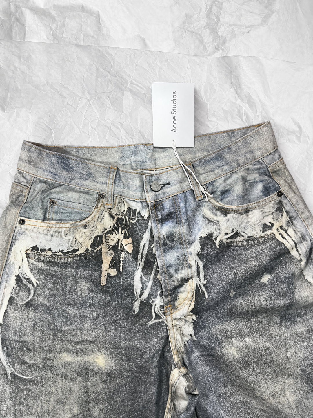 Acne Studios ACNE 破坏立体拼接剪裁灰色牛仔裤