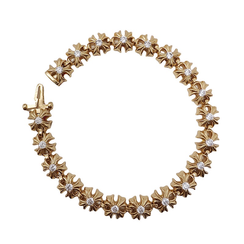 NO:879605,Gold diamond full cross flower bracelet hip-hop personality domineering fashion cross trendy men and women hand accessories, jewelry boutique, bracelet19860909金色镶钻全十字花手链嘻哈个性霸气时尚十字架潮人男女手饰,饰品精品,bracelet,Jewelry