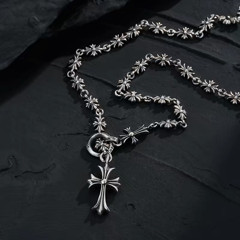 NO:896115,Ikkyu Old Silversmith Cross Flower Chain Cross Necklace Sweater Chain Trendy Punk Rock Style, Boutique Jewelry, Sweaters, Necklace19860909一休老银匠十字花链子十字架项链 毛衣链潮流朋克摇滚风格,饰品精品,sweaters,necklace,Jewelry