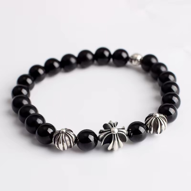 NO:896124,Ikkyu Old Silversmith Cross Flower Letter Beads Obsidian Bracelet Trendy Men's and Women's Couple Bracelet, Boutique Jewelry, Bracelet19860909一休老银匠十字花字母珠黑曜石手链潮流男女款情侣手环,饰品精品,bracelet,Jewelry