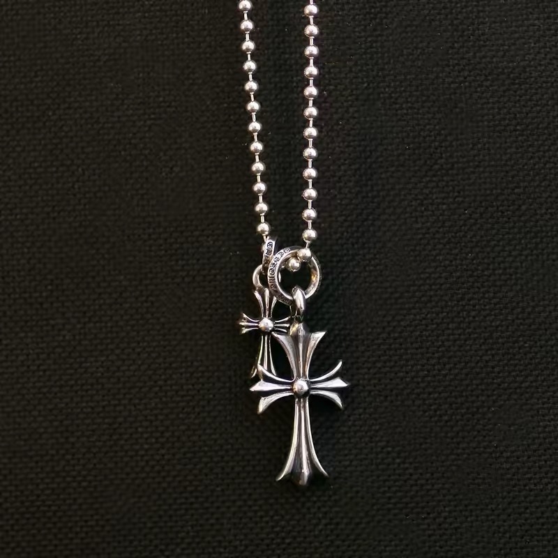 NO:896108,Yixiu old silversmith's cross, punk couple's men's and women's necklaces, pendants, bead necklaces, jewelry boutiques, necklaces19860909一休老银匠大小十字架 朋克情侣男女款项链吊坠 圆珠项链,饰品精品,necklace,Jewelry