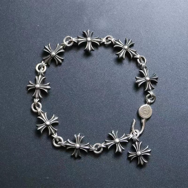 NO:896111,Handmade by Ikkyu old silversmith, cross flower trendy punk style bracelet, bracelet, jewelry boutique, bracelet19860909一休老银匠手工制作 十字花 潮流朋克风格手链 手环,饰品精品,bracelet,Jewelry
