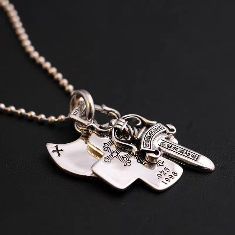 NO:896117,Ikkyu Old Silversmith Holy Sword Guitar Plug Three Pendant Punk Couple Necklace Pendant for Men and Women, Boutique Jewelry, Necklace19860909一休老银匠圣剑吉他拔片三吊 朋克 情侣 男女款项链吊坠,饰品精品,necklace,Jewelry