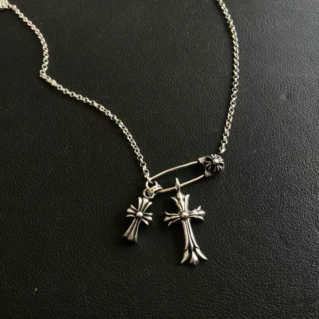 NO:896064,Pin paper clip necklace retro old punk style personalized trend clavicle chain for men and women, jewelry boutique, necklace19860909别针回形针项链复古做旧朋克风个性潮流锁骨链男女,饰品精品,necklace,Jewelry