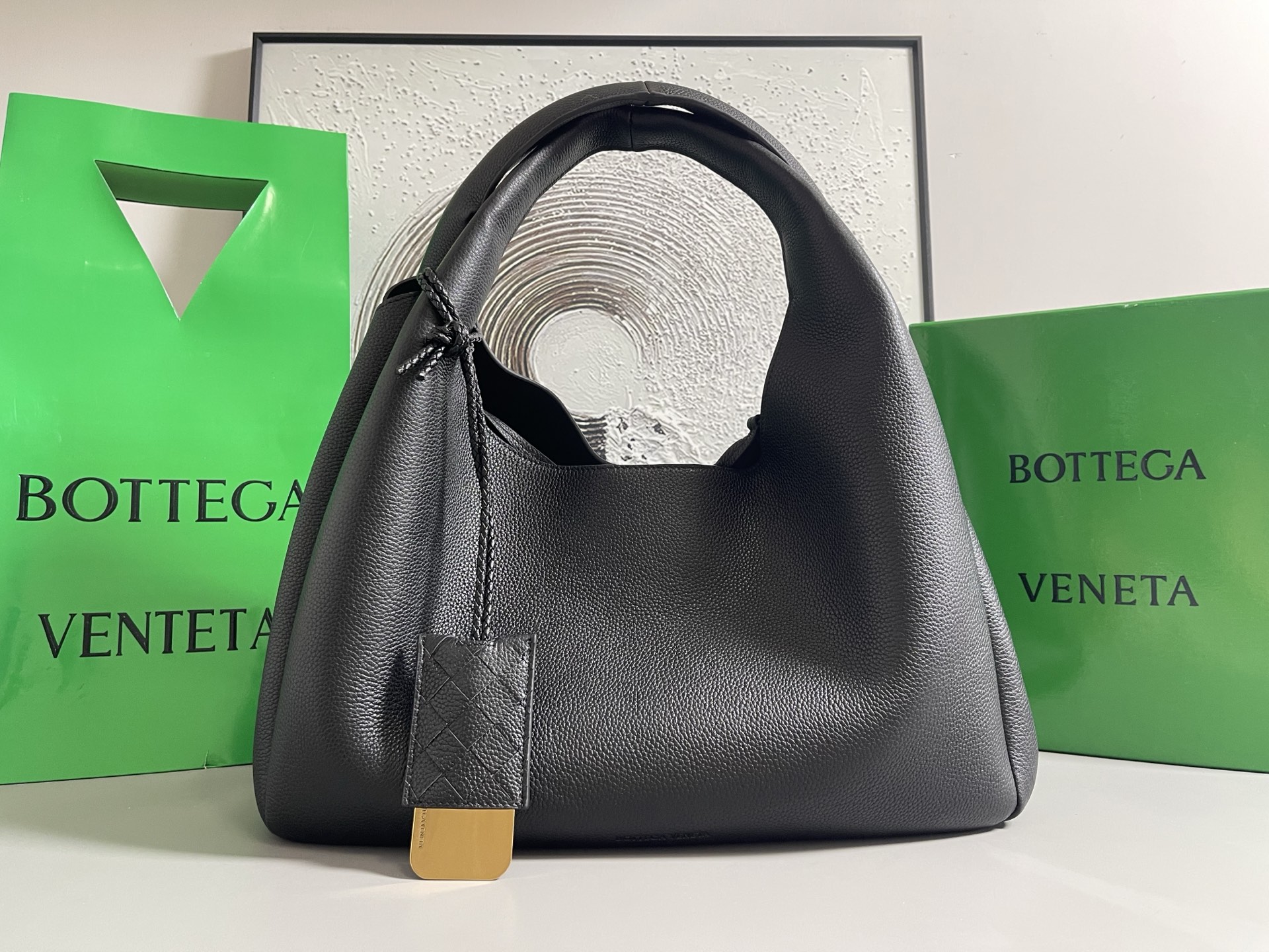 Bottega Veneta Campana Intrecciato Smooth Double Handle Rounded Handbag