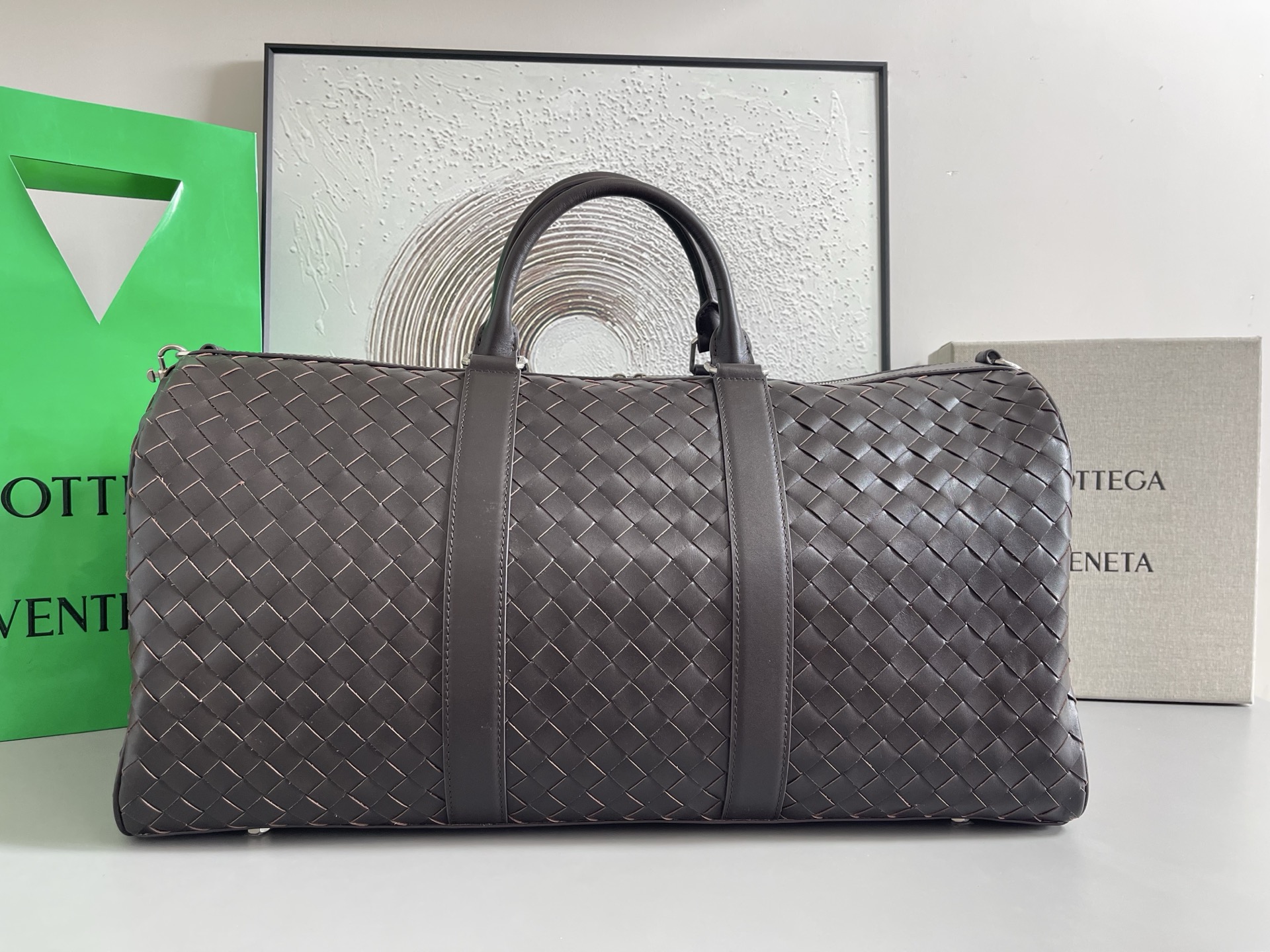 Bottega Veneta Intrecciato Nappa Leather Travel Bag with Detachable Pouch