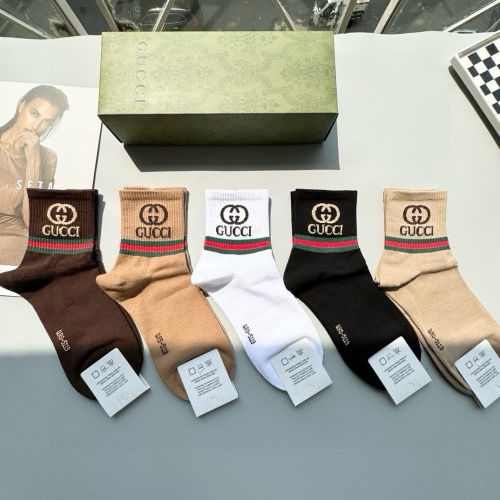 Gucci Mid-Calf Socks for Men and Women, 5-Pair Pack - Soft and Stylish