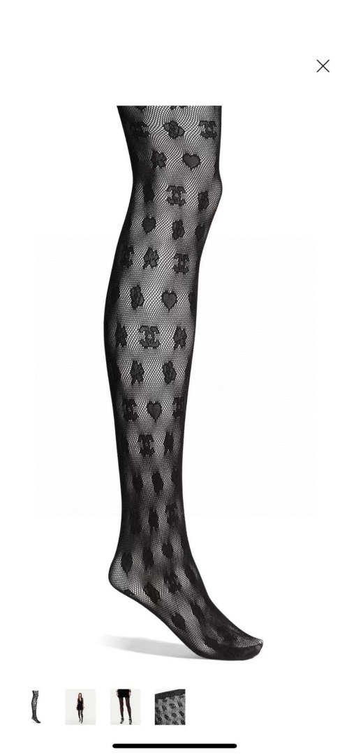 Chanel Heart Rose Fishnet Tights, Black Stockings for Women 1 Chanel Heart Rose Fishnet Tights, Black Stockings for Women