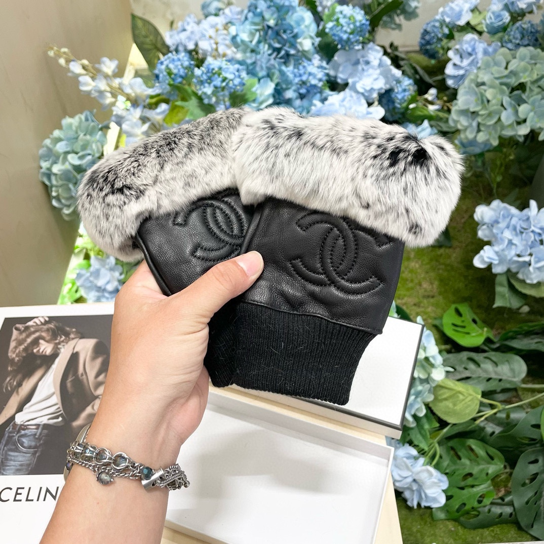Chanel 2024 Fall/Winter Lambskin & Rabbit Fur Fingerless Gloves 9 i1733067891 4434 4