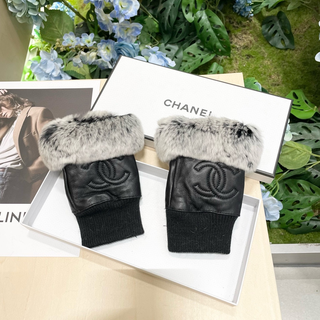 Chanel 2024 Fall/Winter Lambskin & Rabbit Fur Fingerless Gloves 8 i1733067891 9293 5