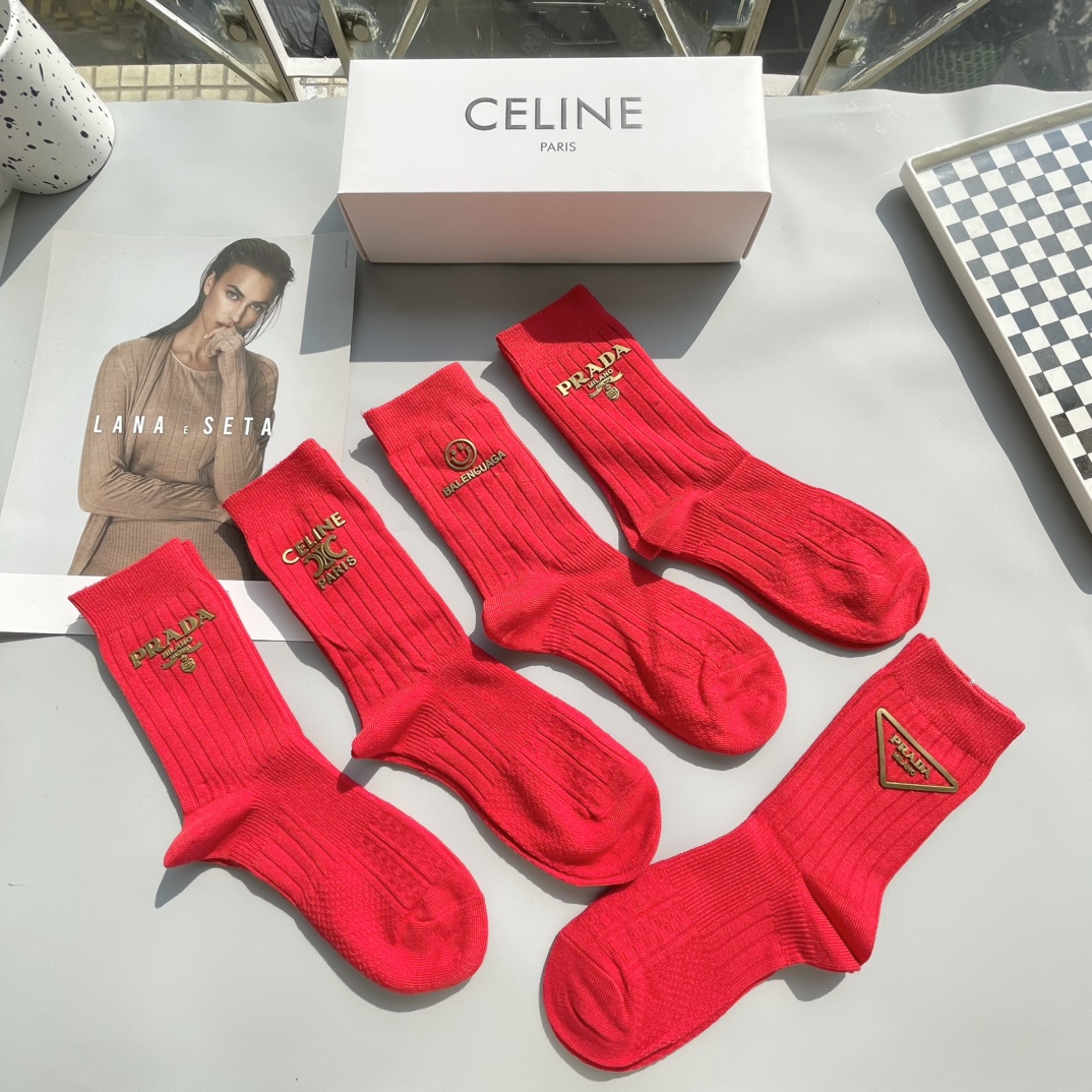 Long-Term Socks with Roman Title and Decorations for P158 Collection - 图片 3