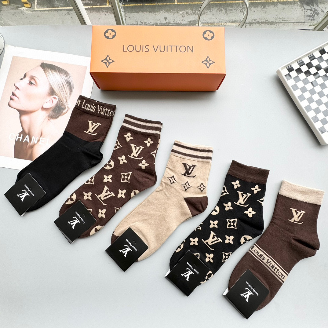 High-Quality LV Louis Vuitton Battery Socks Packaging: Box of Five – Explosion Design. - 图片 6