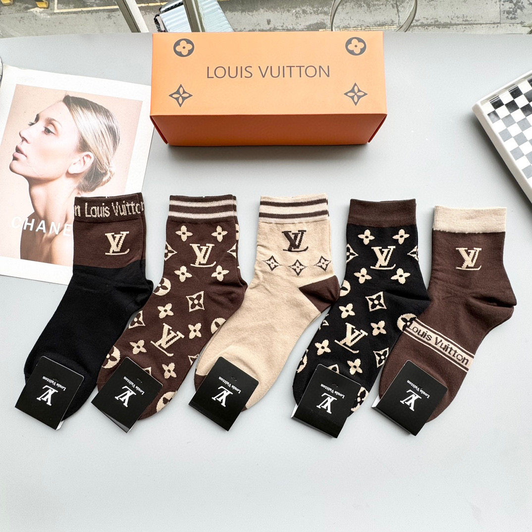 High-Quality LV Louis Vuitton Battery Socks Packaging: Box of Five – Explosion Design. - 图片 8