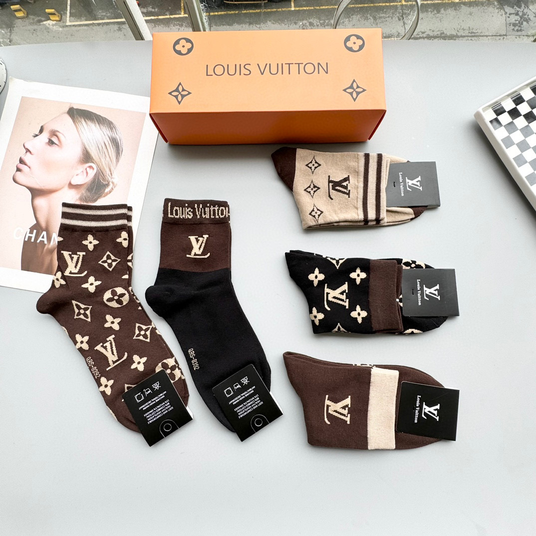High-Quality LV Louis Vuitton Battery Socks Packaging: Box of Five – Explosion Design. - 图片 4