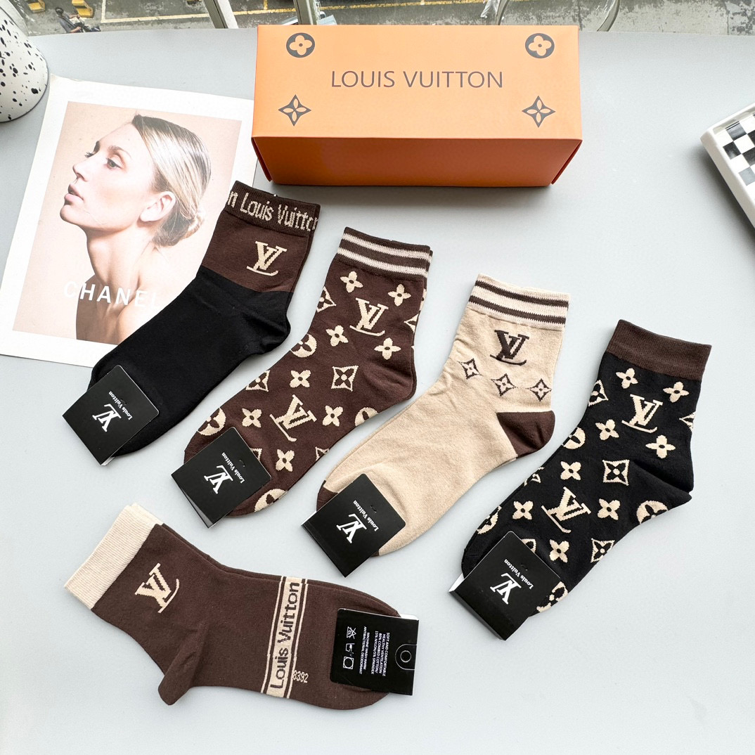 High-Quality LV Louis Vuitton Battery Socks Packaging: Box of Five – Explosion Design. - 图片 7