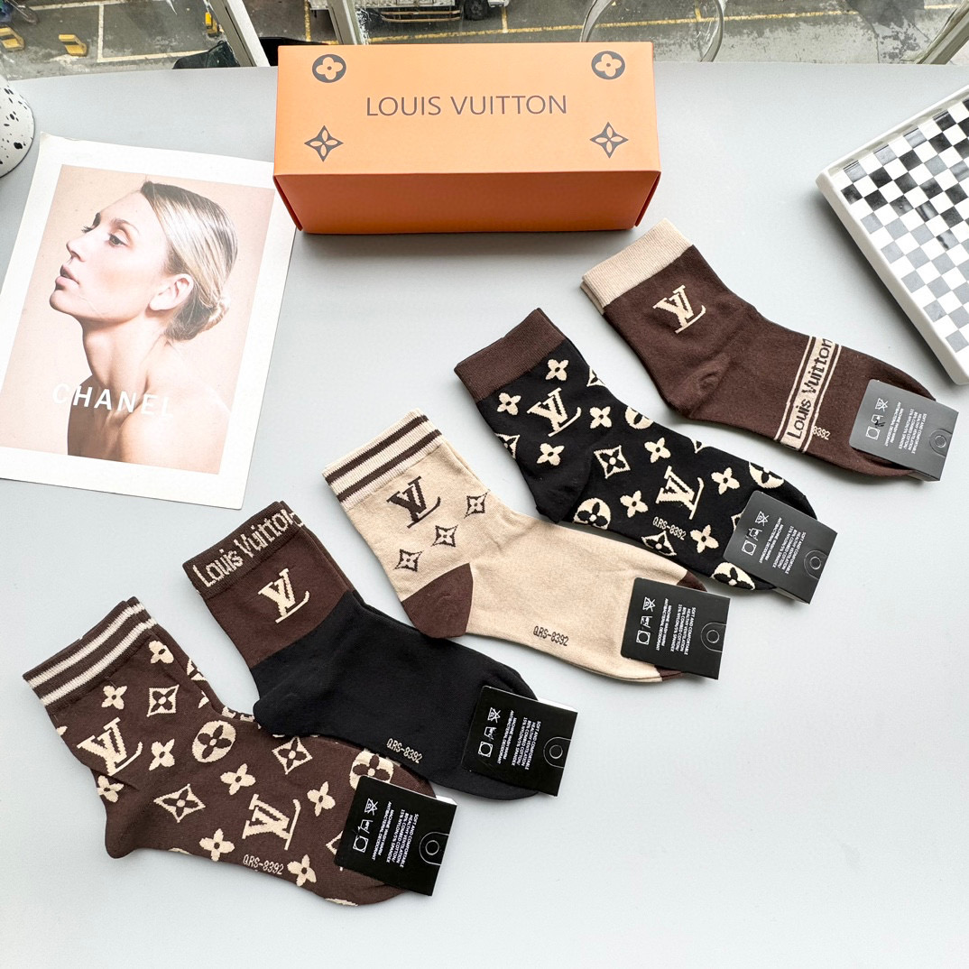 High-Quality LV Louis Vuitton Battery Socks Packaging: Box of Five – Explosion Design. - 图片 2