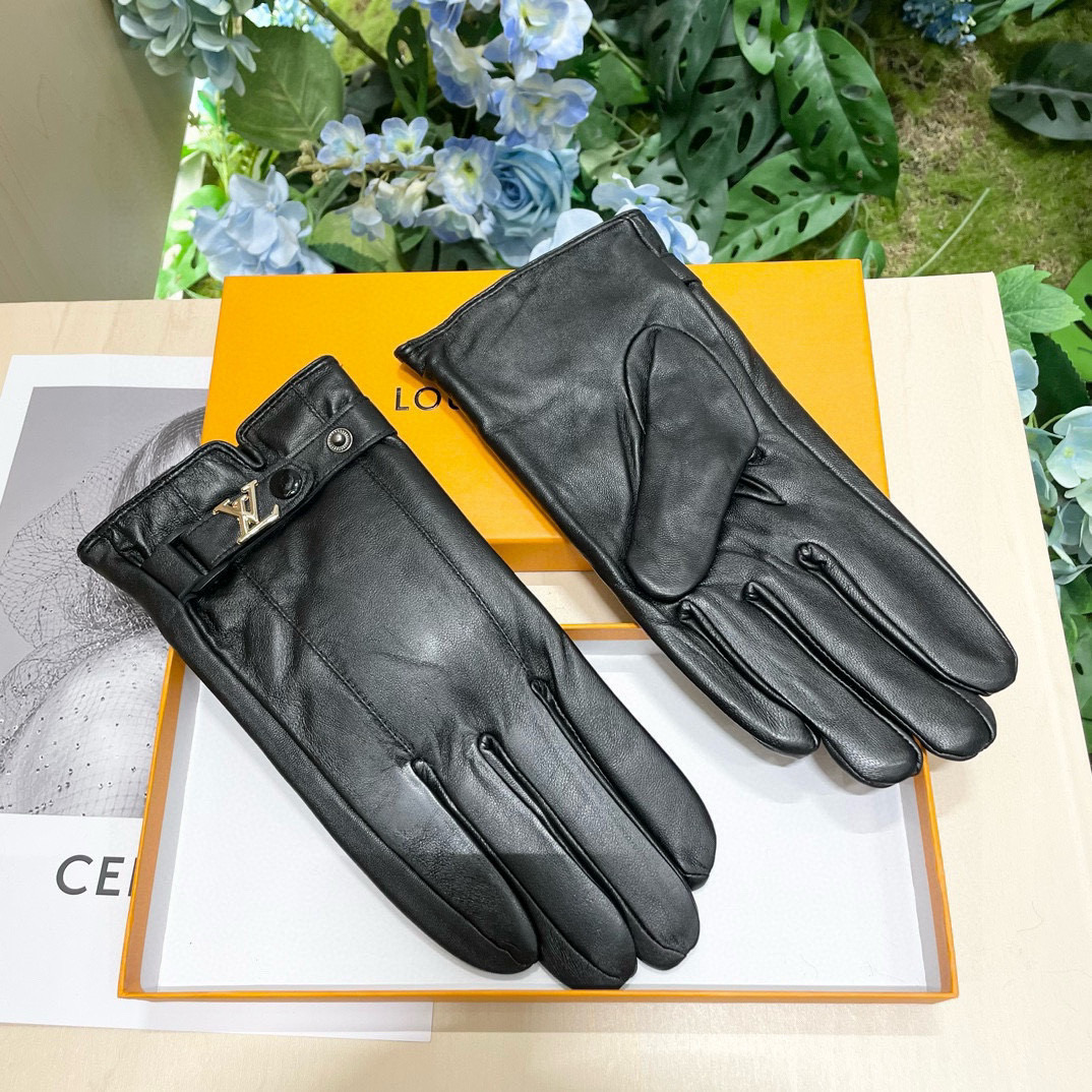 High-Quality Imported Sheepskin Gloves with Touch Screen, LV Louis Vuitton Design. - 图片 2