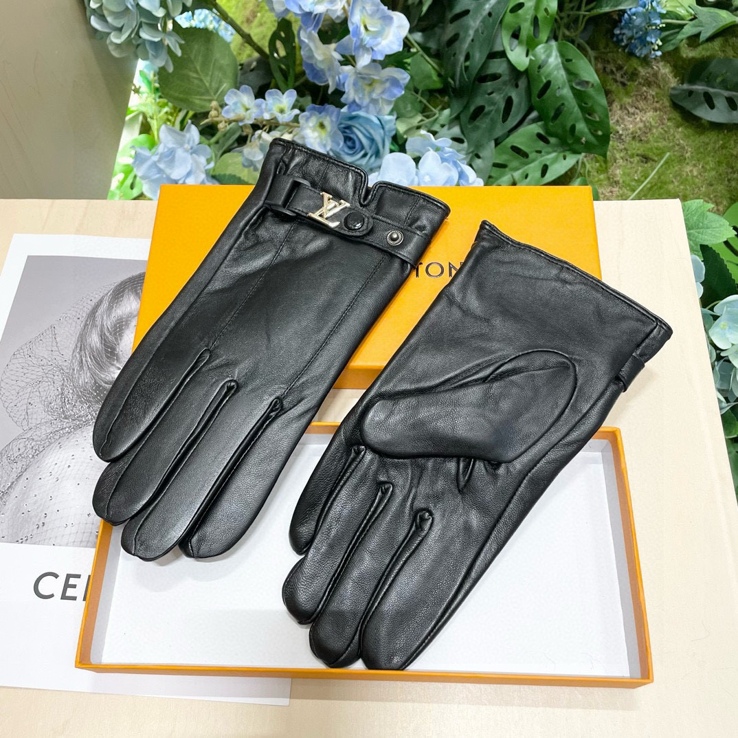 High-Quality Imported Sheepskin Gloves with Touch Screen, LV Louis Vuitton Design. - 图片 5
