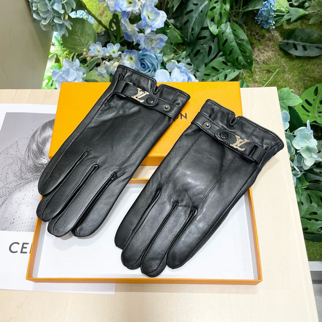 High-Quality Imported Sheepskin Gloves with Touch Screen, LV Louis Vuitton Design. - 图片 4