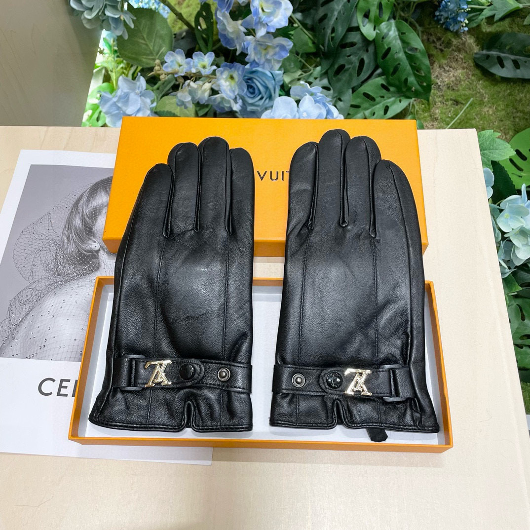 High-Quality Imported Sheepskin Gloves with Touch Screen, LV Louis Vuitton Design. - 图片 7