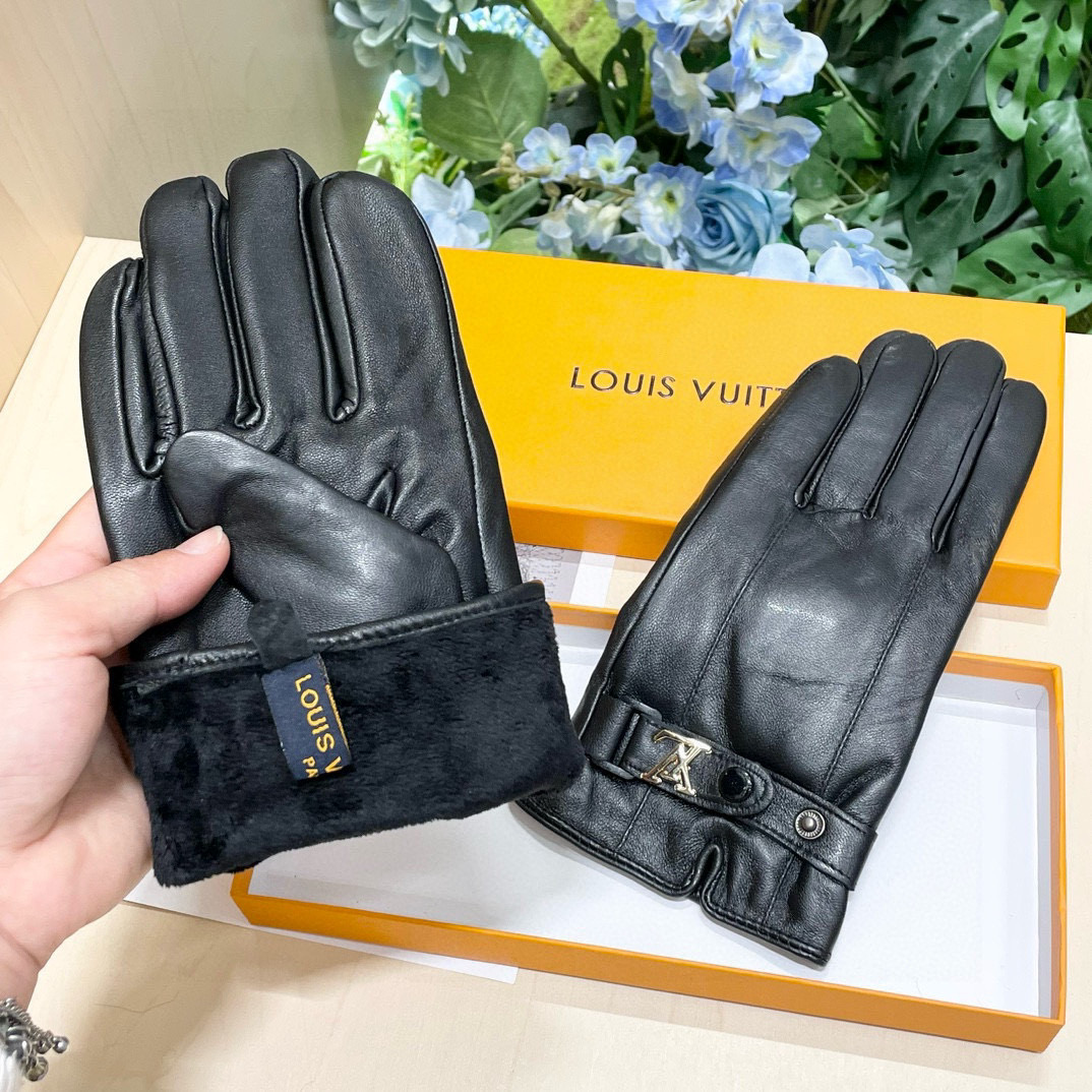 High-Quality Imported Sheepskin Gloves with Touch Screen, LV Louis Vuitton Design. - 图片 9