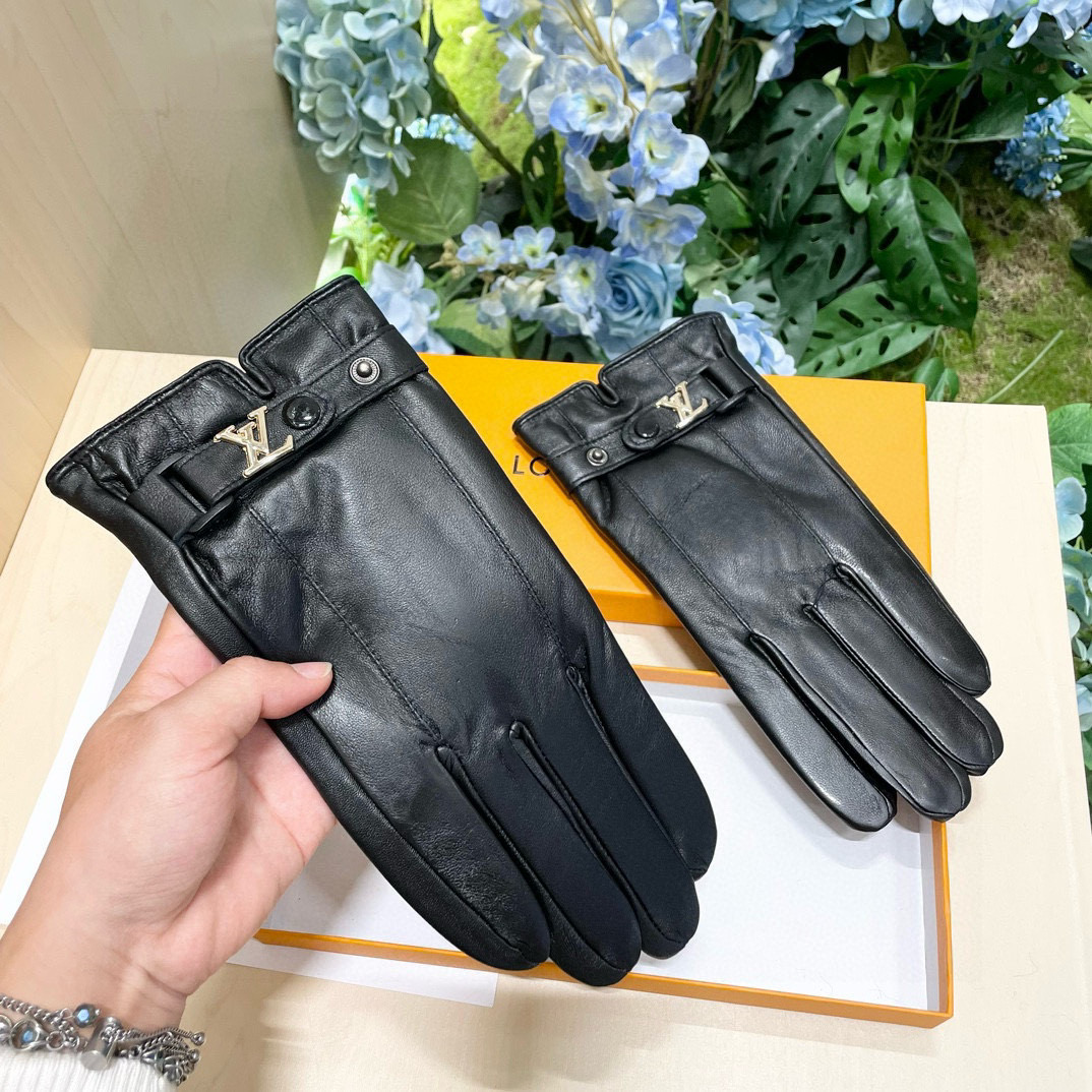 High-Quality Imported Sheepskin Gloves with Touch Screen, LV Louis Vuitton Design. - 图片 3