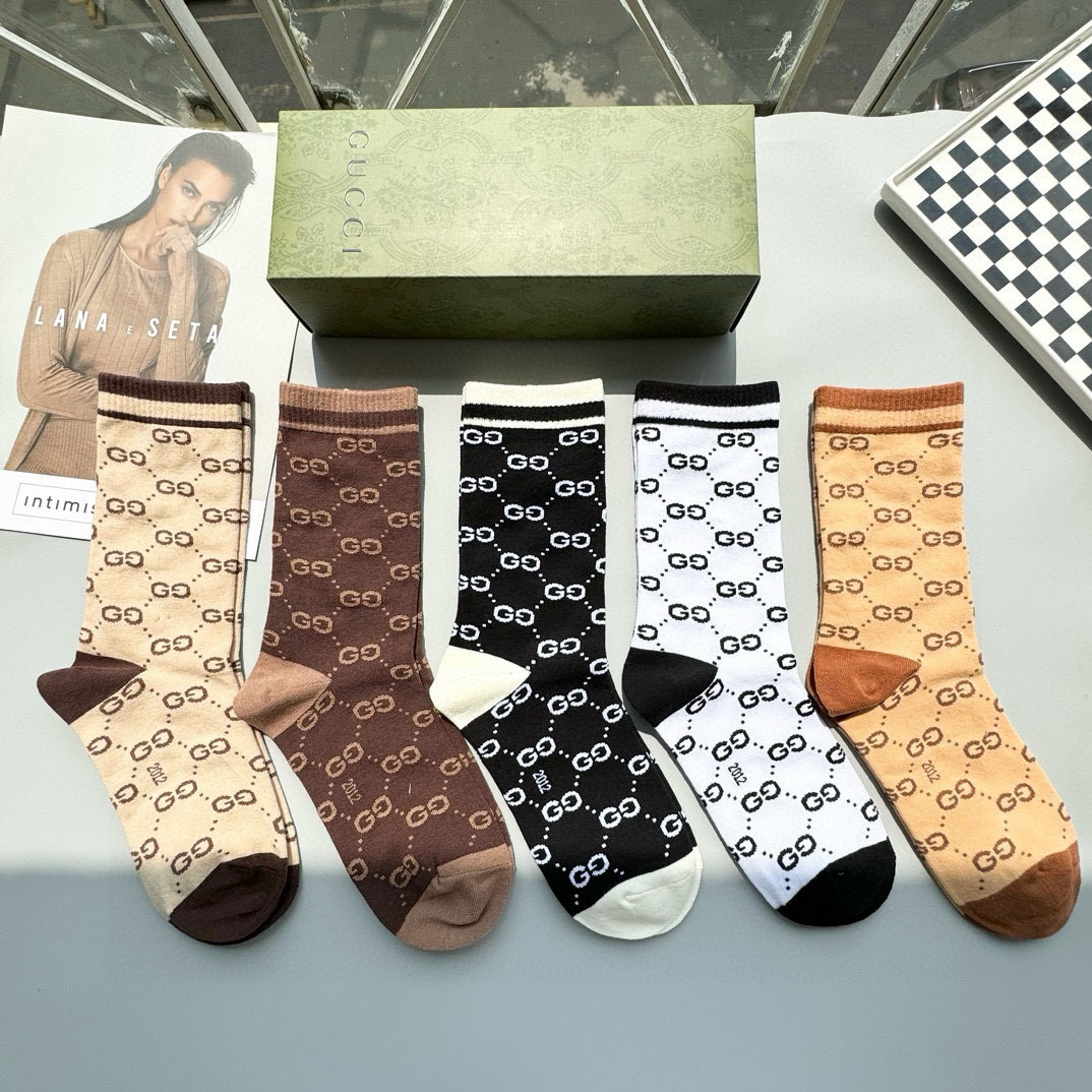  配包装【一盒五双】Gucci · 古奇❗️网红爆款出货~G家新品体香袜专柜对版字母袜子❗️纯棉材质织造