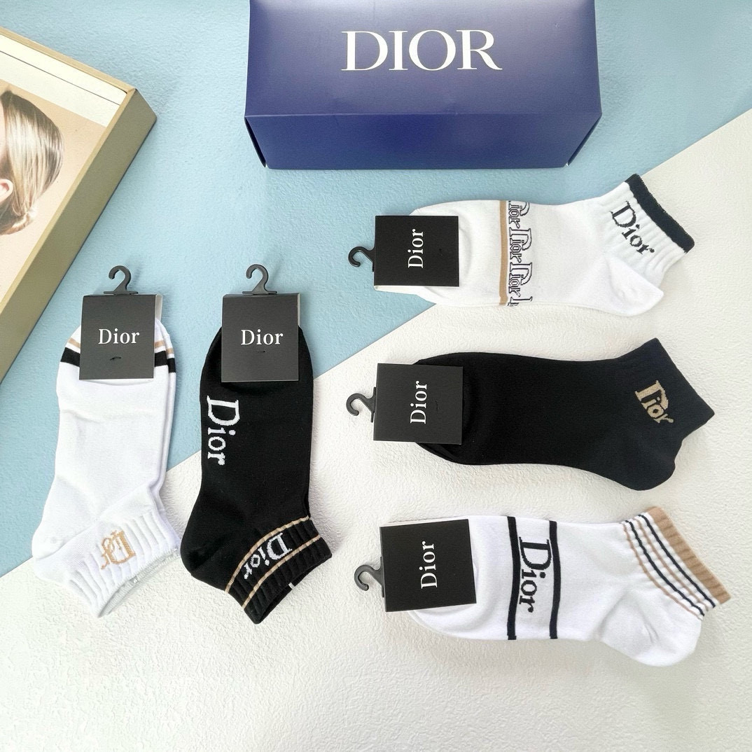  配包装【一盒五双】DIOR 迪奥ins超火爆小单品，Vintage 必备单品 🌟潮人必备 爆款，复古纹