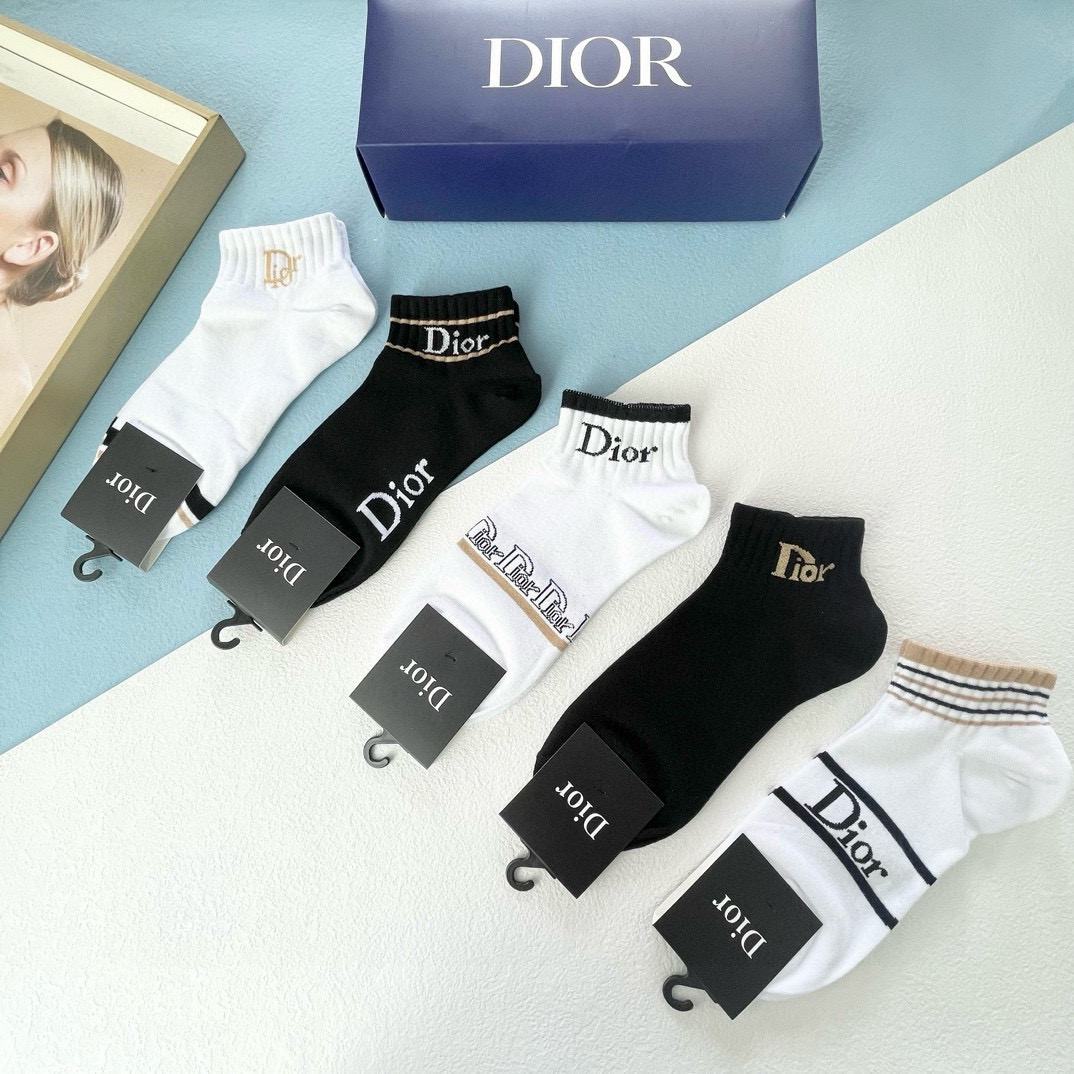  配包装【一盒五双】DIOR 迪奥ins超火爆小单品，Vintage 必备单品 🌟潮人必备 爆款，复古纹