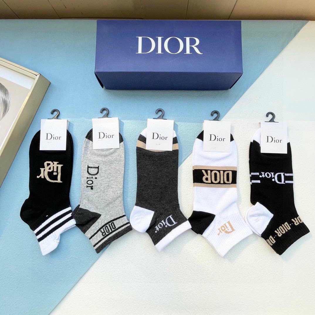  配包装【一盒五双】DIOR 迪奥ins超火爆小单品，Vintage 必备单品 🌟潮人必备 爆款，复古纹