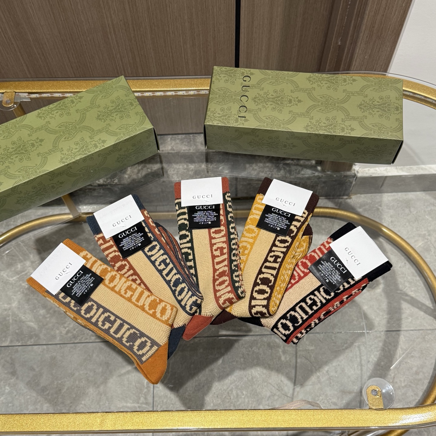  配包装【一盒五双】GUCCI · 古奇❗️小香家新品高筒双针双路袜子❗️专柜同步长袜，超级经典的G家标