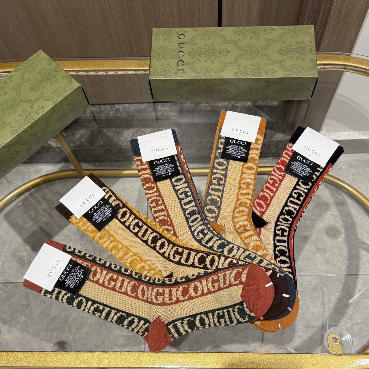  配包装【一盒五双】GUCCI · 古奇❗️小香家新品高筒双针双路袜子❗️专柜同步长袜，超级经典的G家标