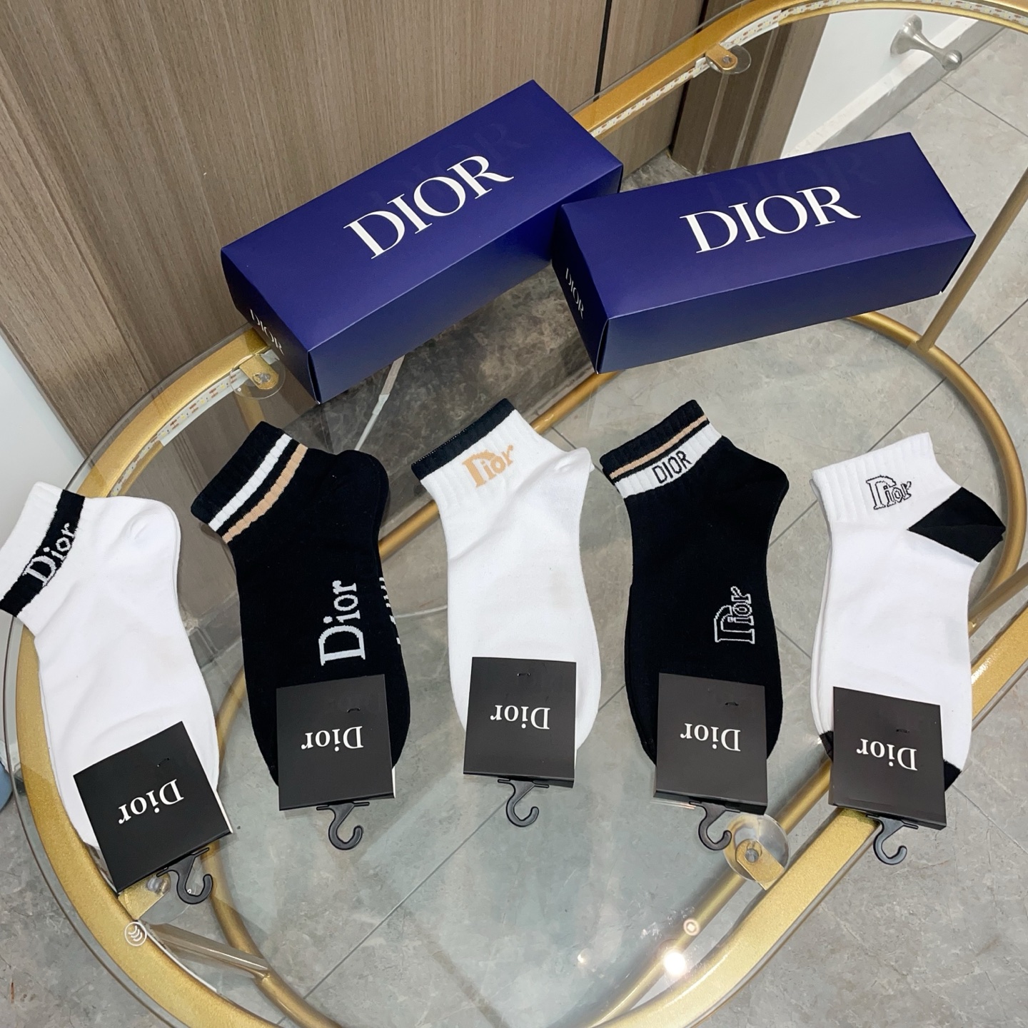  配包装【一盒五双】DIOR 迪奥ins超火爆小单品，Vintage 必备单品 短款🌟潮人必备 爆款，复