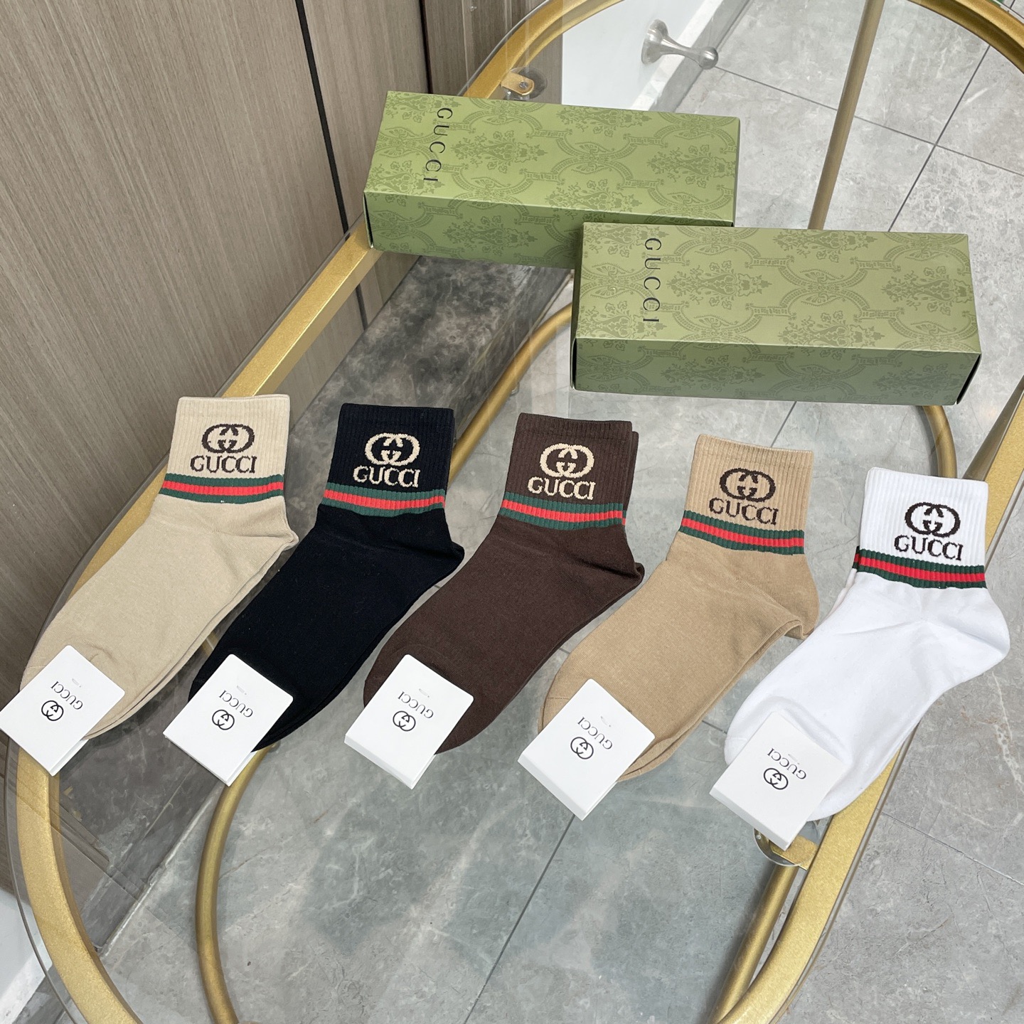  配包装【一盒五双】🌟Gucci 古奇 好看到爆炸欧美大牌中筒袜🔥🌟潮人必不能少的专柜代购品质 中筒袜子