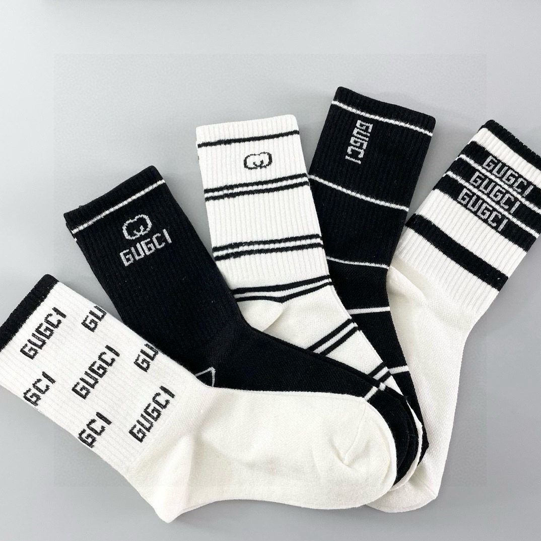  配包装【一盒五双】Gucci · 古奇❗️网红爆款出货~G家新品专柜对版袜子❗️纯棉材质织造，超级柔软