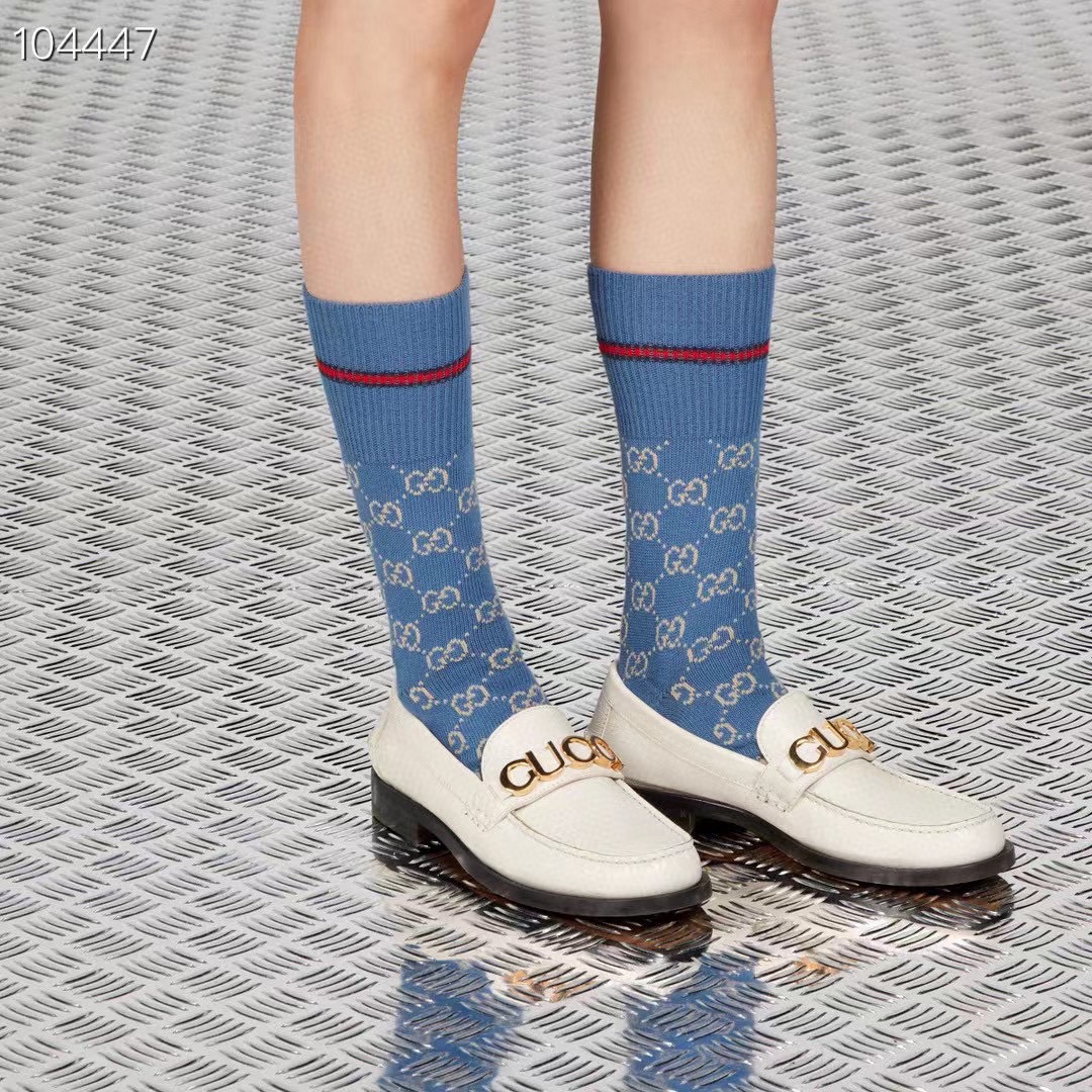  配包装【一盒一双】Gucci · 古奇❗️超级爆款网红袜子❗️G家官网同步针织字母小腿袜，ins明星网