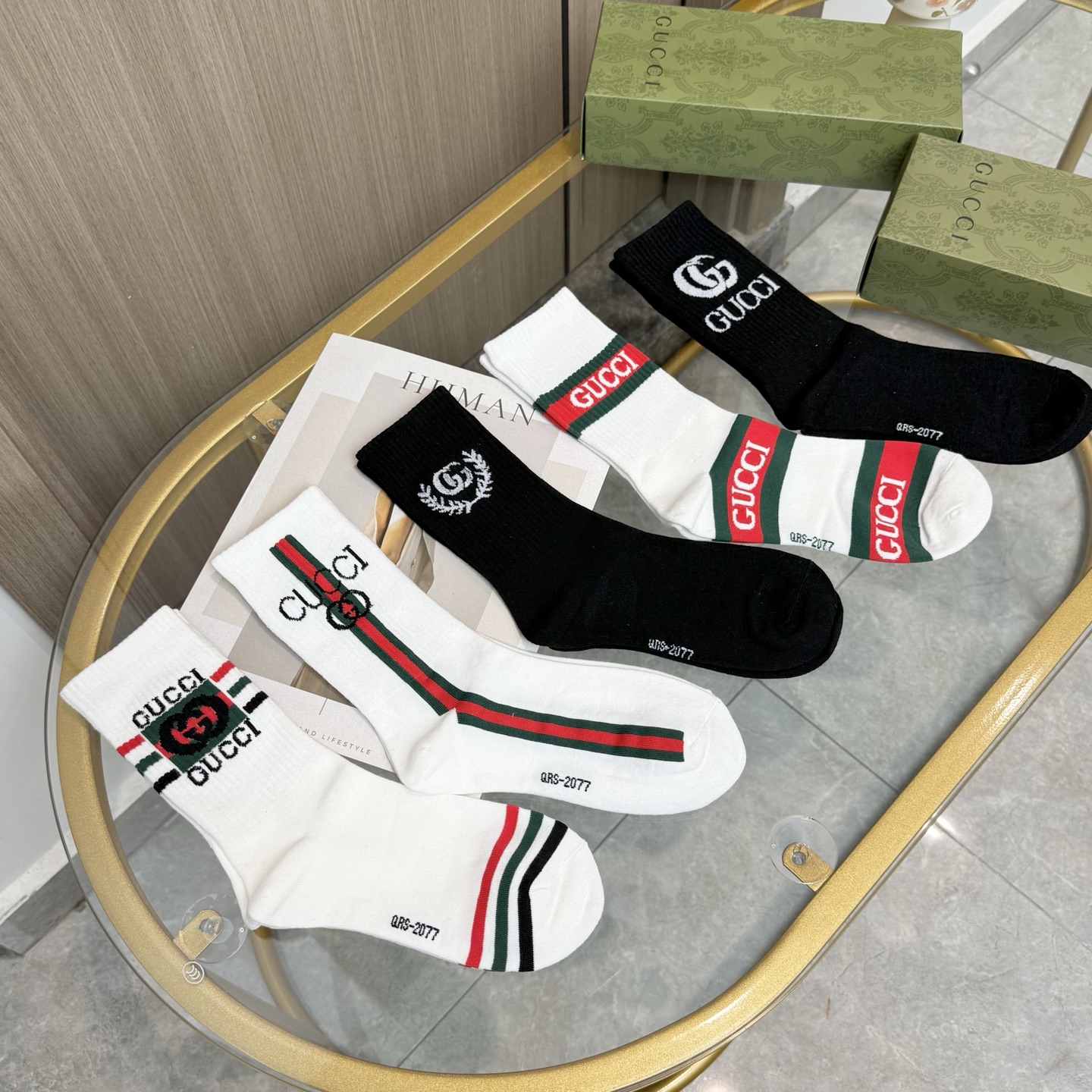 配包装【一盒五双】Gucci · 古奇❗️网红爆款出货~G家新品体香袜专柜对版字母袜子❗️纯棉材质织造，