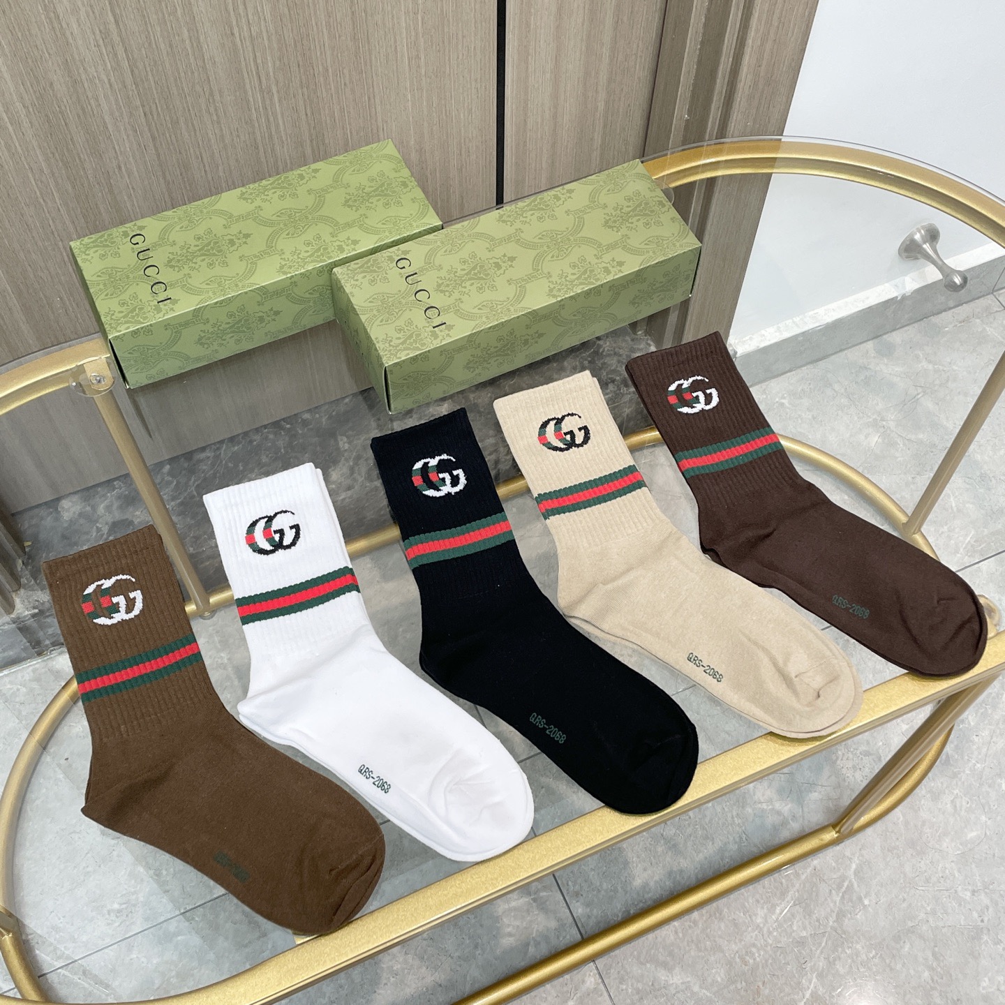 配包装【一盒五双】Gucci · 古奇❗️网红爆款出货~G家新品专柜对版袜子❗️纯棉材质织造，超级柔软舒