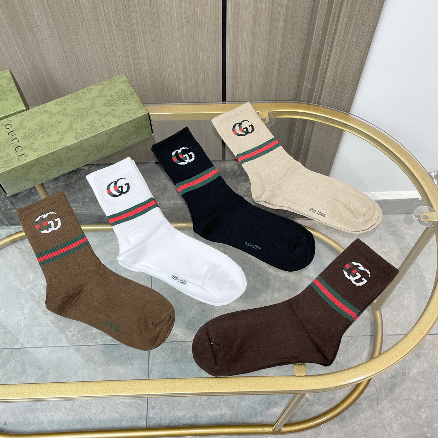 配包装【一盒五双】Gucci · 古奇❗️网红爆款出货~G家新品专柜对版袜子❗️纯棉材质织造，超级柔软舒