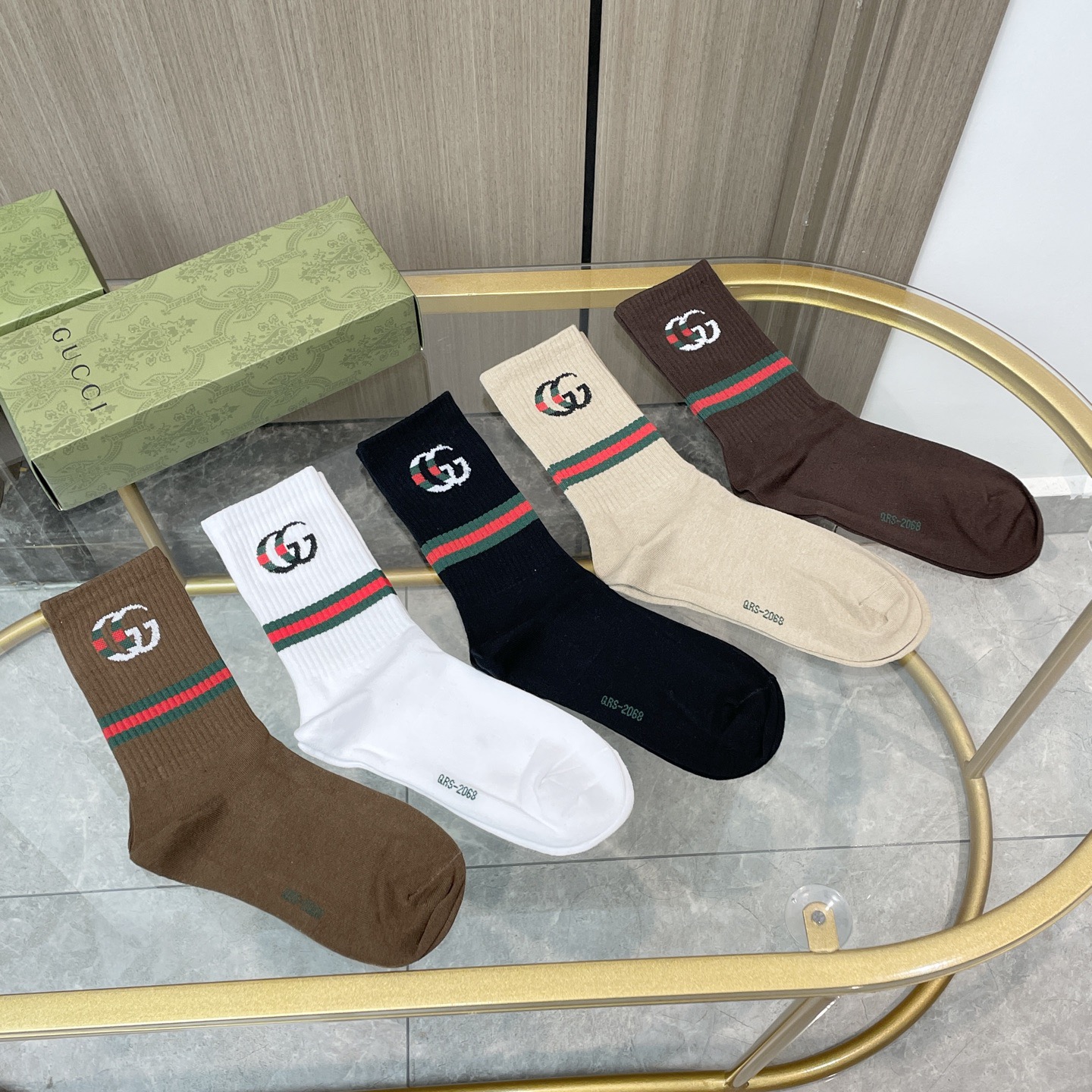 配包装【一盒五双】Gucci · 古奇❗️网红爆款出货~G家新品专柜对版袜子❗️纯棉材质织造，超级柔软舒